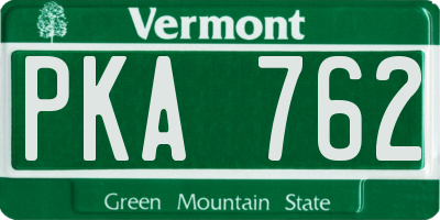 VT license plate PKA762