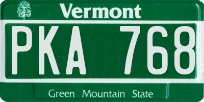 VT license plate PKA768