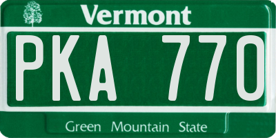 VT license plate PKA770