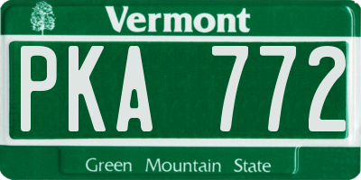 VT license plate PKA772