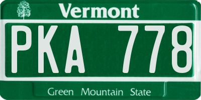 VT license plate PKA778