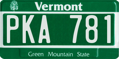 VT license plate PKA781