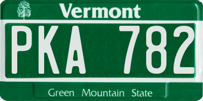 VT license plate PKA782