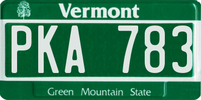VT license plate PKA783