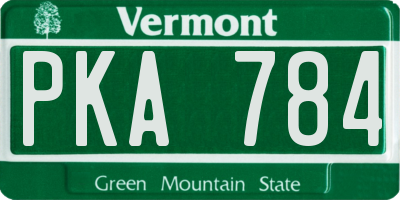 VT license plate PKA784