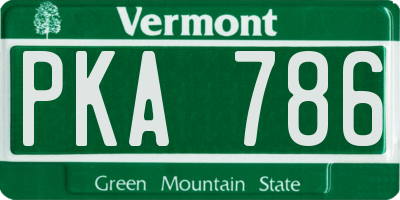 VT license plate PKA786