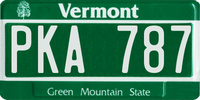 VT license plate PKA787