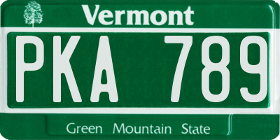 VT license plate PKA789