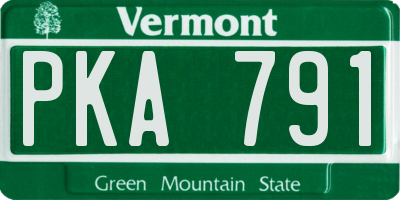 VT license plate PKA791