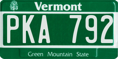 VT license plate PKA792