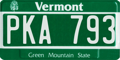 VT license plate PKA793