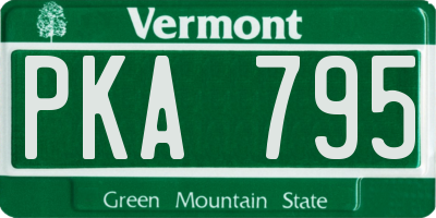 VT license plate PKA795