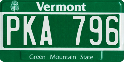 VT license plate PKA796