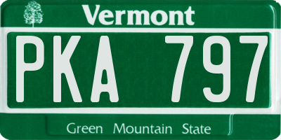 VT license plate PKA797