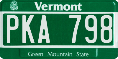 VT license plate PKA798