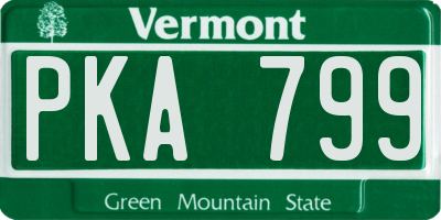 VT license plate PKA799
