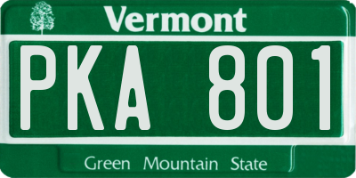 VT license plate PKA801