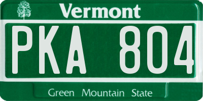VT license plate PKA804