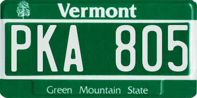VT license plate PKA805