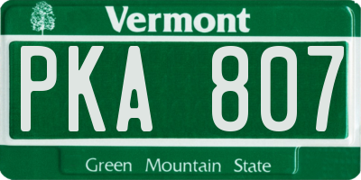 VT license plate PKA807