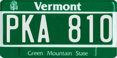 VT license plate PKA810