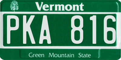 VT license plate PKA816