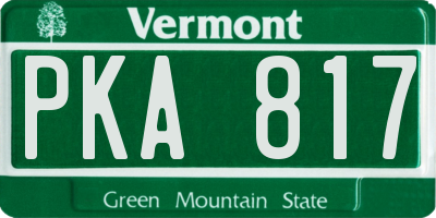 VT license plate PKA817