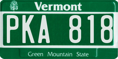 VT license plate PKA818