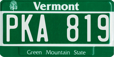 VT license plate PKA819