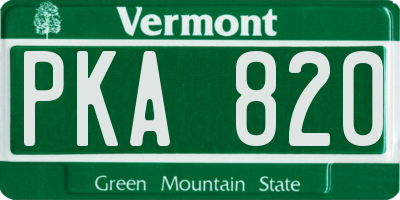 VT license plate PKA820