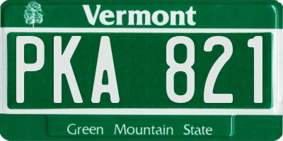 VT license plate PKA821