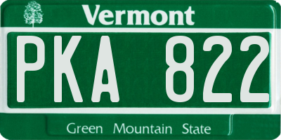 VT license plate PKA822