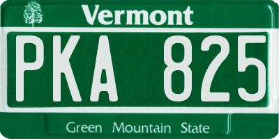 VT license plate PKA825