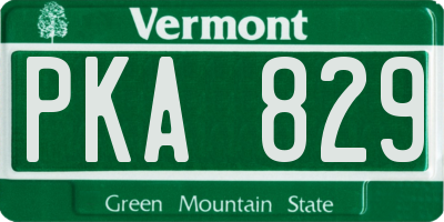 VT license plate PKA829