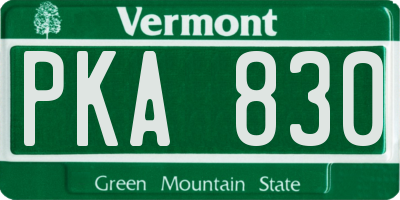 VT license plate PKA830