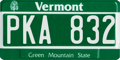 VT license plate PKA832