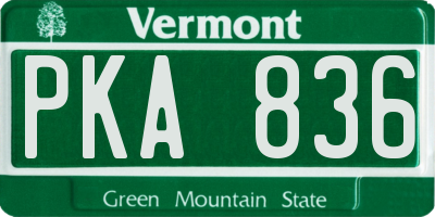 VT license plate PKA836
