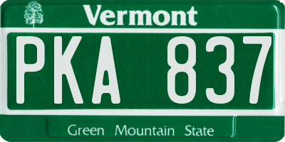 VT license plate PKA837