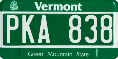 VT license plate PKA838