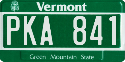 VT license plate PKA841