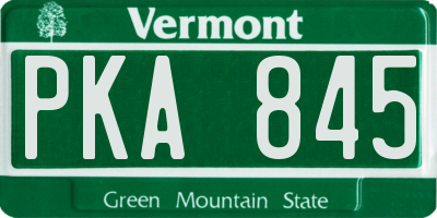 VT license plate PKA845