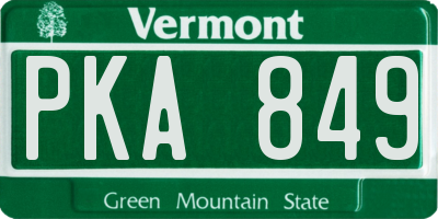 VT license plate PKA849