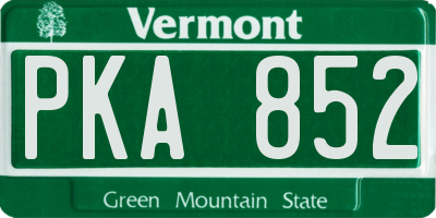 VT license plate PKA852