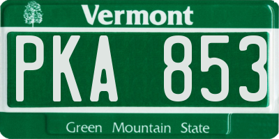 VT license plate PKA853