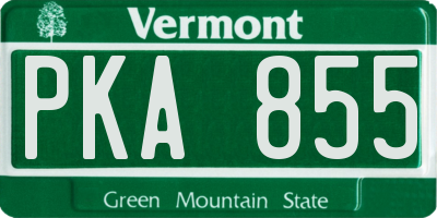 VT license plate PKA855