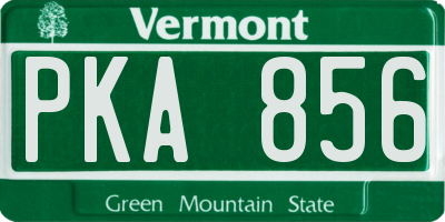 VT license plate PKA856
