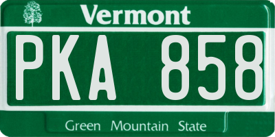VT license plate PKA858