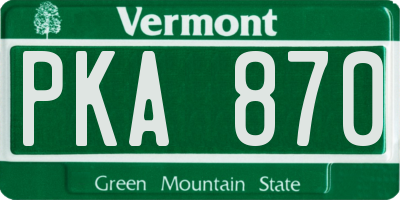 VT license plate PKA870