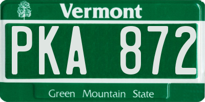 VT license plate PKA872