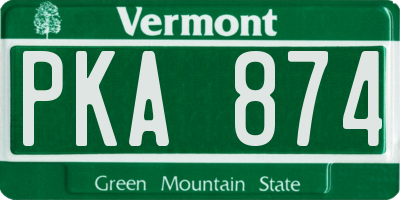 VT license plate PKA874
